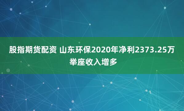 股指期货配资 山东环保2020年净利2373.25万 举座收入增多