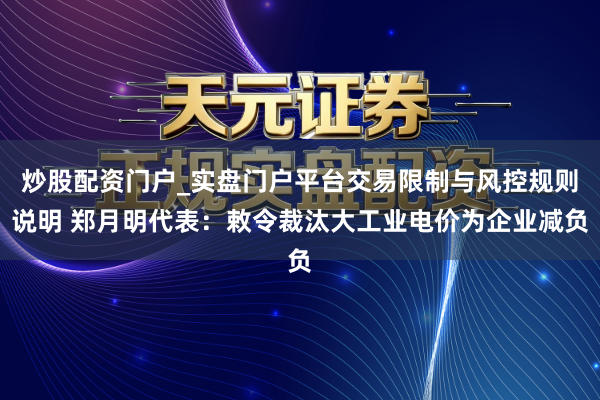 炒股配资门户_实盘门户平台交易限制与风控规则说明 郑月明代表:敕令裁汰大工业电价为企业减负